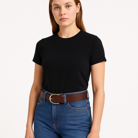 POSITANO Women's Brown Leather Belt | POSITANO In Lebanon