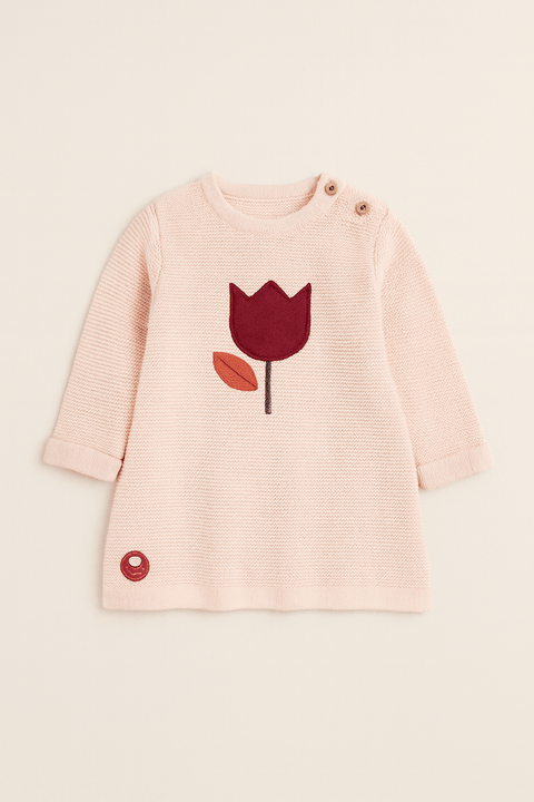 Boboli Baby Girl's Pink Long-Sleeve Dress | Boboli in Lebanon