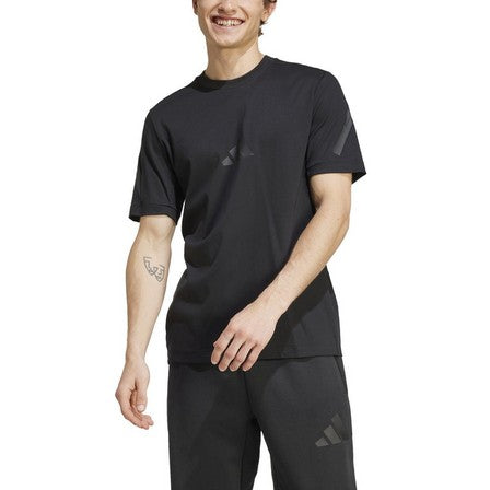 Adidas Men's Black Rubber Logo Print T-Shirt | Adidas In Lebanon