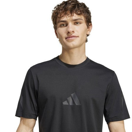 Adidas Men's Black Rubber Logo Print T-Shirt | Adidas In Lebanon