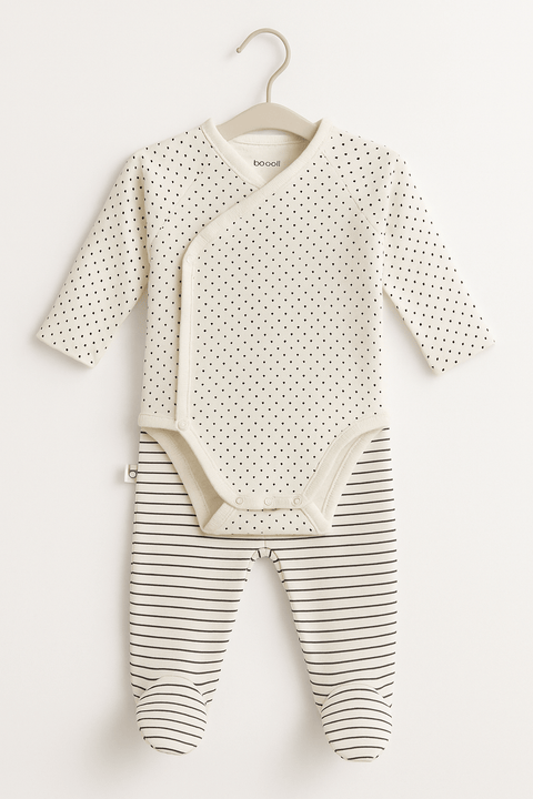 Boboli Baby Boy's White/Grey Long-Sleeve Overall Set of 2 | Boboli in Lebanon