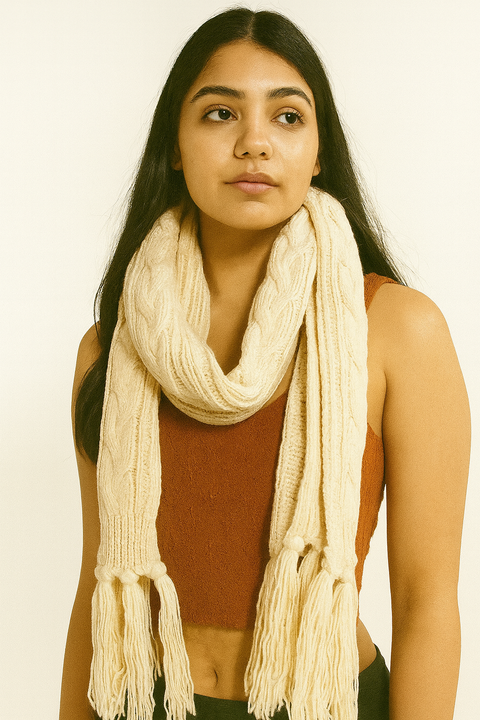 Forever 21 Women's Beige Knitted Scarf | Forever 21 In Lebanon
