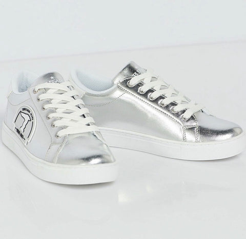 Trussardi Women's Silver Grey Rubber Patch Sneakers |Trussardi Jeans In Lebanon