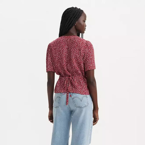 Levis Women's Burgundy Floral Short Sleeve Blouse |Levis In Lebanon