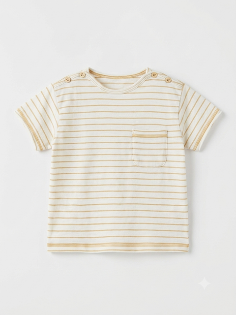 Zara Baby Boy's Off White & Mustard Striped T-Shirts | Zara In Lebanon