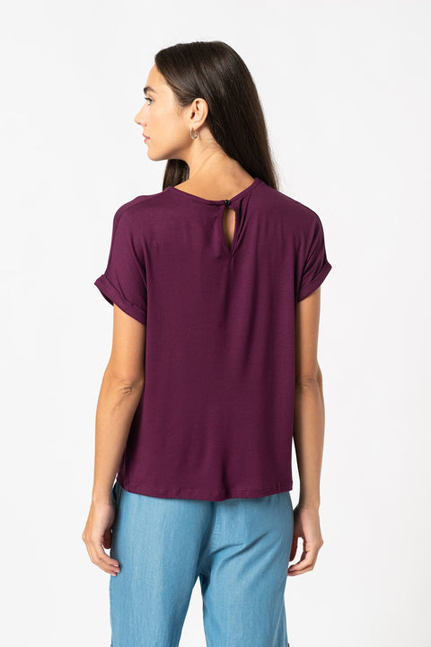Zabaione Women's Plum Short Sleeve Blouse | Zabaione In Lebanon
