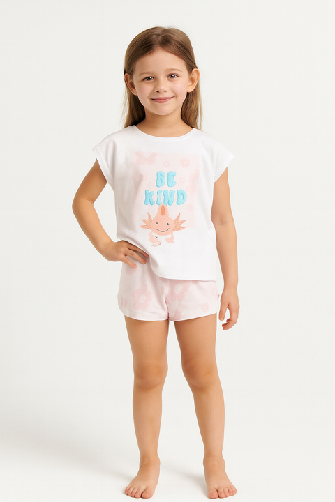 Reserved Girl's White & Pink Printed 2 Pcs Pajama Set | Reserved In Lebanon