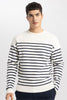 Celio Men's White and Navy Striped Knit T-shirt | Celio in Lebanon