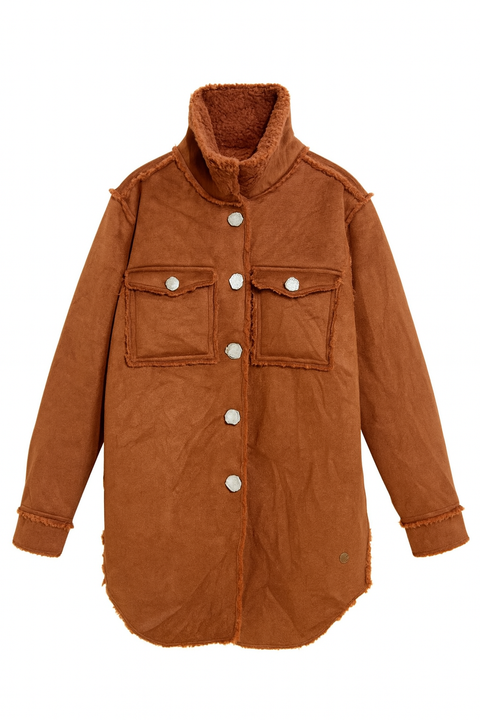 POMPdeLUX Girl's Brick Bettina Reversible Sherling Coat   |POMPdeLUX in Lebanon