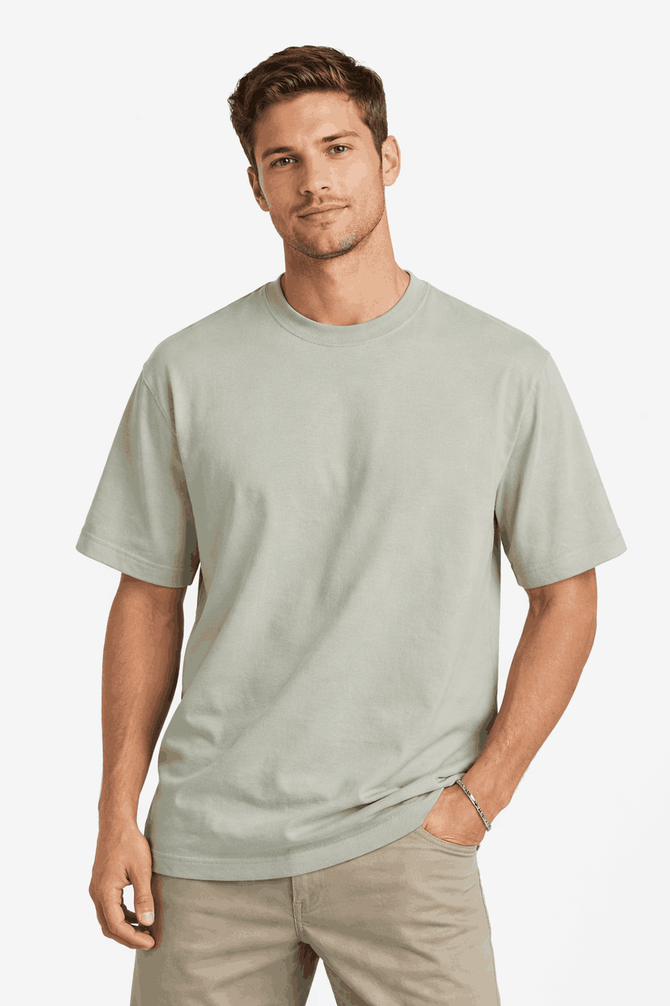 Mode Of One Men's Mint Green Relaxed Fit Textured T-Shirt | Mode Of One In Lebanon