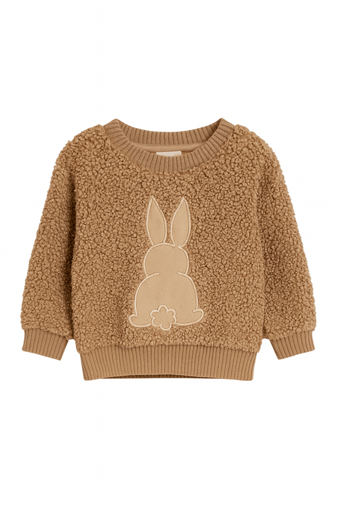 POMPdeLUX Baby Girl's Brown Long-Sleeve Teddy Bear Sweatshirt |POMPdeLUX in Lebanon