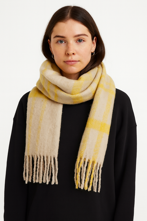 Forever 21 Women's Yellow Cream Stripped Scarf | Forever 21 In Lebanon