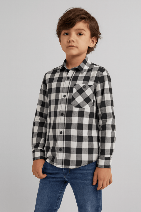Terranova Boy's Black & White Crow Bar Shirts| Terranova in Lebanon