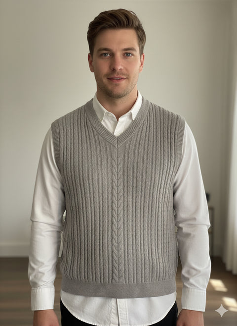 Only & Sons Men's Grey Sleeveless Sweater Vest | Only & Sons In Lebanon