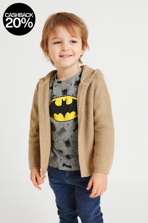 Reserved Boy's Beige Structured Hooded Cardigan | Reserved In Lebanon