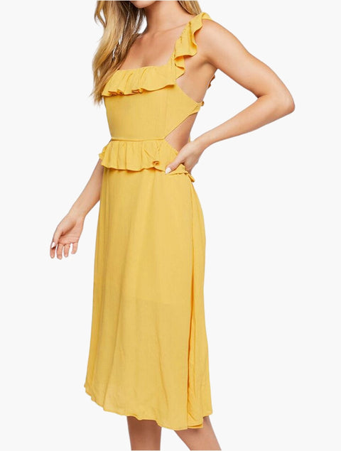 Forever 21 Women's Yellow Gold Open-Back Dress |Forever 21 In Lebanon