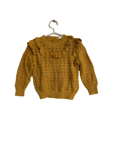 POMPdeLUX Girl's Mustard Tea Lt Organic Knit Sweater |POMPdeLUX in Lebanon