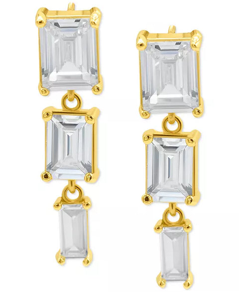Adornia Women's Gold-Plated Rectangle Crystal Triple Drop Earrings | Adornia In Lebanon