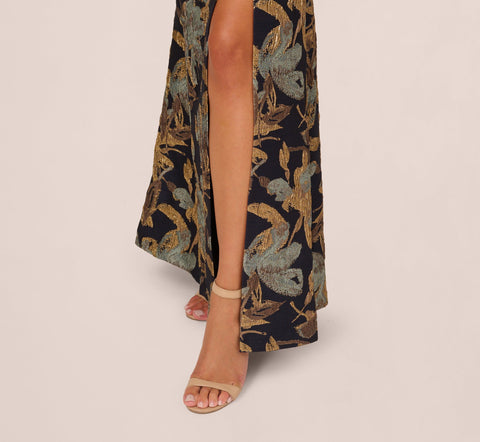 Adrianna Papell Women's Navy /Gold One Shoulder Jacquard  Dress| Adrianna Papell  in Lebanon