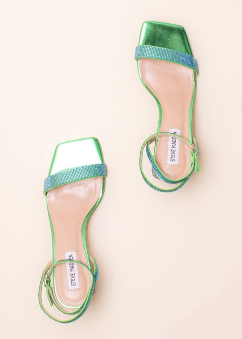 Steve Madden Women's Green Blue Rhinestone Sandals | Steve Madden In Lebanon