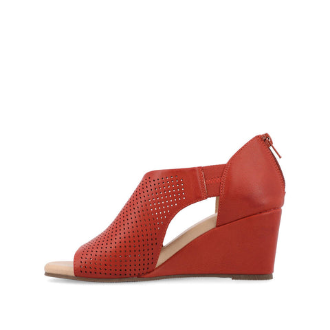 Journee Collection Women's Rust Leather Aretha Wedge Heeled Sandal |Journee Collection In Lebanon