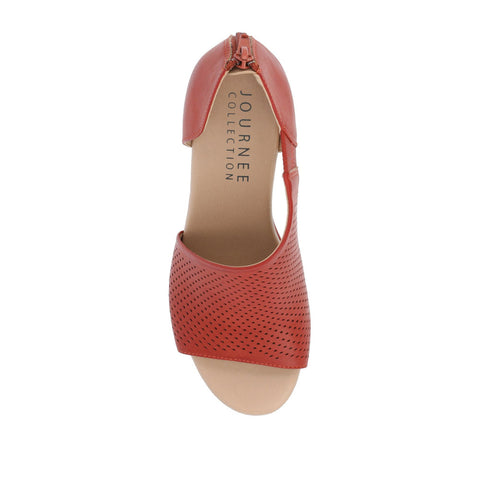 Journee Collection Women's Rust Leather Aretha Wedge Heeled Sandal |Journee Collection In Lebanon
