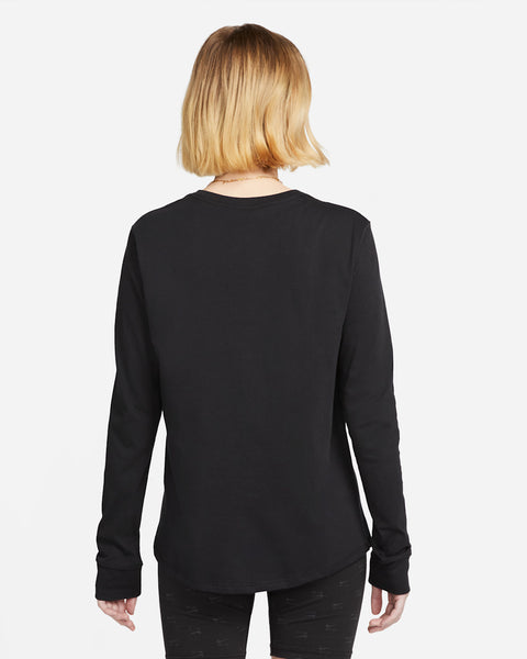 Nike Women's Black Sportswear Essentials Long-Sleeve Logo Blouse|Nike In Lebanon