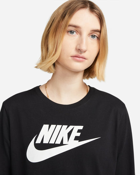 Nike Women's Black Sportswear Essentials Long-Sleeve Logo Blouse|Nike In Lebanon