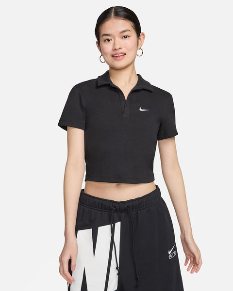Nike Women's Black Sportswear Essential Short-Sleeve Polo T-Shirt | Nike In Lebanon