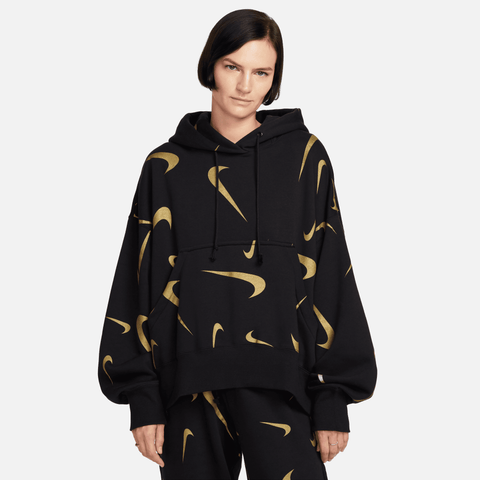Nike Women's Black Logo Printed Pullover Hoodie |Nike In Lebanon