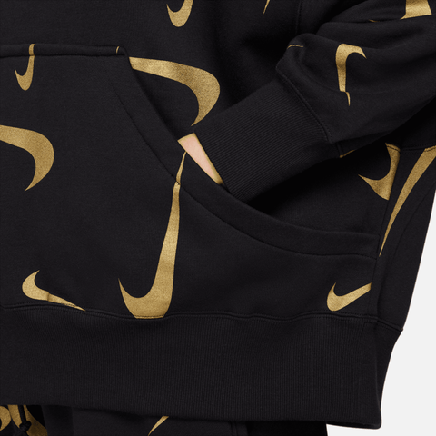Nike Women's Black Logo Printed Pullover Hoodie |Nike In Lebanon