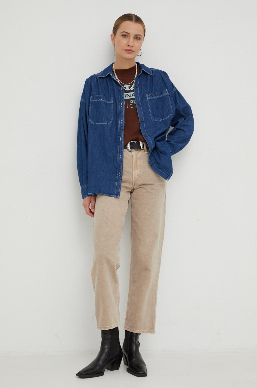 Lee Women's Navy Denim Long Sleeve Shirt | Lee In Lebanon
