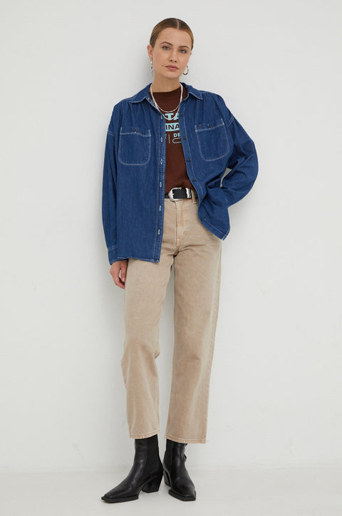 Lee Women's Navy Denim Long Sleeve Shirt | Lee In Lebanon