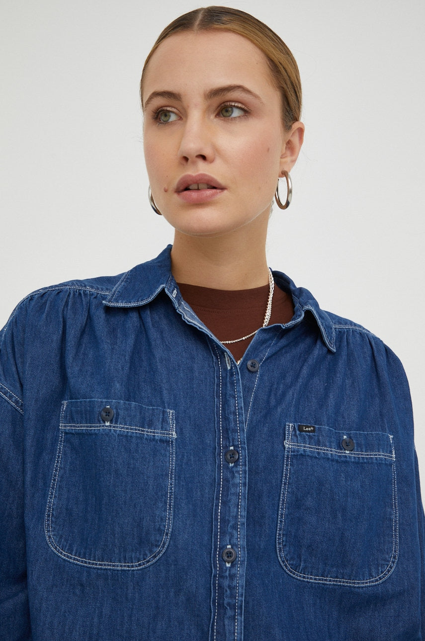 Lee Women's Navy Denim Long Sleeve Shirt | Lee In Lebanon