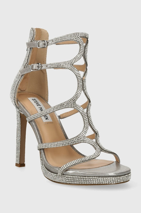 Steve Madden Women's Silver Rhinestone Accuracy-R Heeled Sandal |Steve Madden In Lebanon