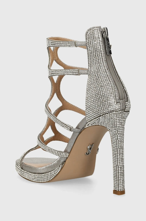 Steve Madden Women's Silver Rhinestone Accuracy-R Heeled Sandal |Steve Madden In Lebanon