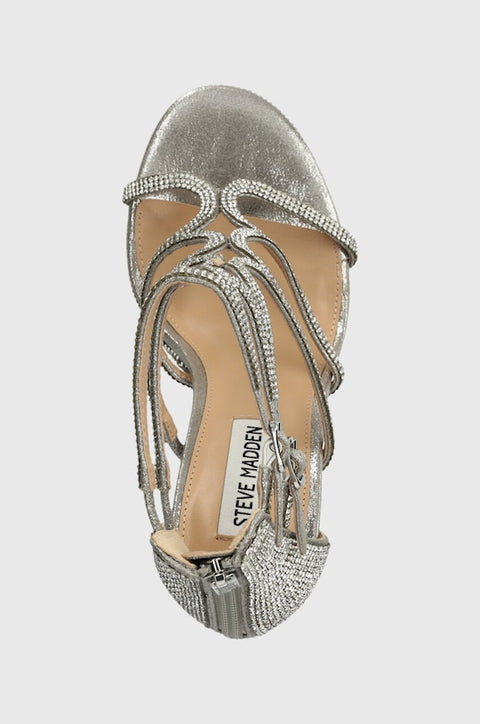 Steve Madden Women's Silver Rhinestone Accuracy-R Heeled Sandal |Steve Madden In Lebanon