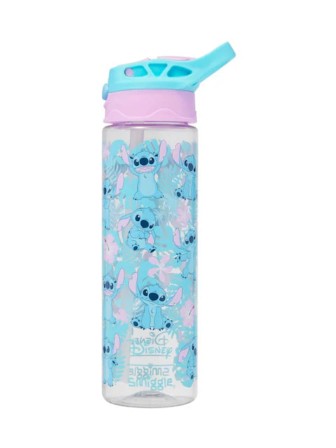 Smiggle Blue Stitch Plastic Flip Drink Bottle 650ml