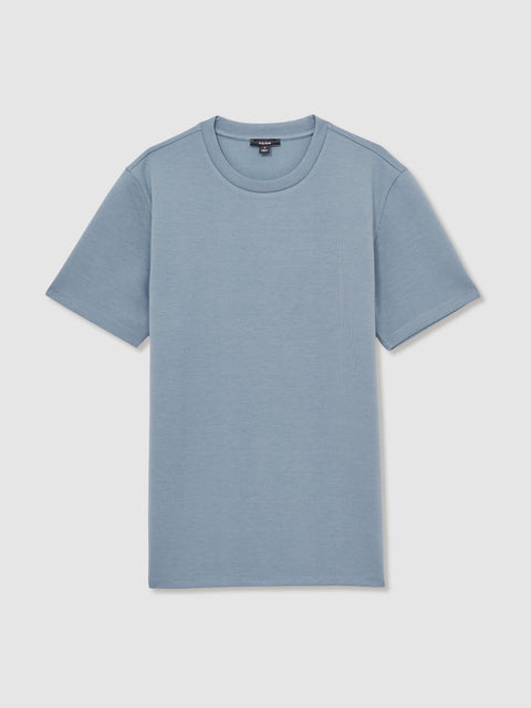 Reiss Men's Force Blue Premium Interlock Crew-Neck T-Shirt | Reiss In Lebanon