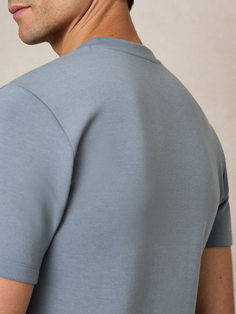 Reiss Men's Force Blue Premium Interlock Crew-Neck T-Shirt | Reiss In Lebanon