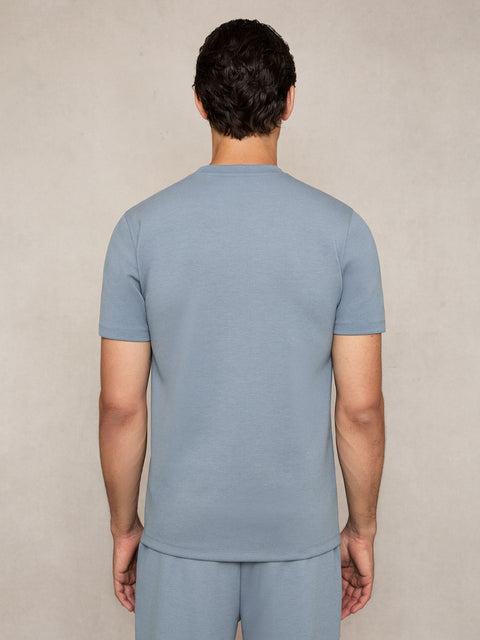 Reiss Men's Force Blue Premium Interlock Crew-Neck T-Shirt | Reiss In Lebanon