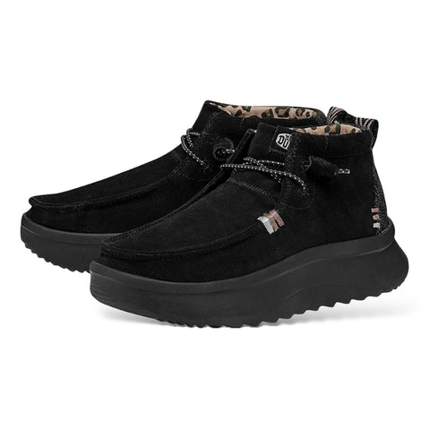 Hey Dude Women's Black Wendy Peak Hi Suede Casual Shoes | Hey Dude In Lebanon