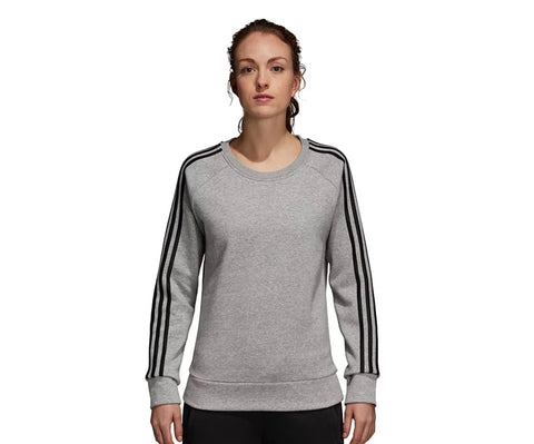 Adidas Women's Gray Athletics Cotton Fleece 3 Stripes Sweatshirt | Adidas In Lebanon