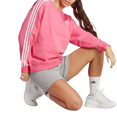 Adidas Women's Pink Essentials 3-Stripes Sweater | Adidas In Lebanon