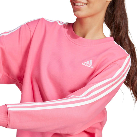 Adidas Women's Pink Essentials 3-Stripes Sweater | Adidas In Lebanon