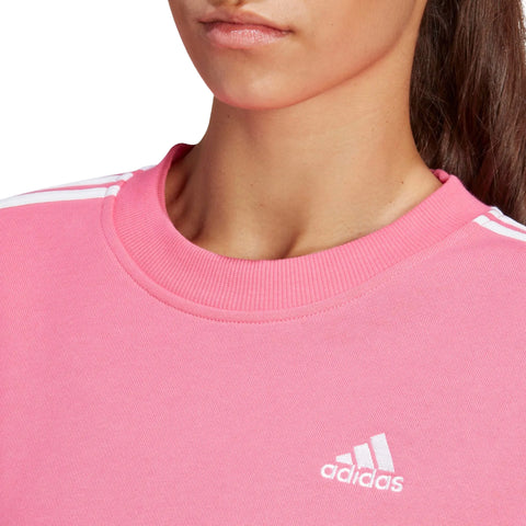 Adidas Women's Pink Essentials 3-Stripes Sweater | Adidas In Lebanon