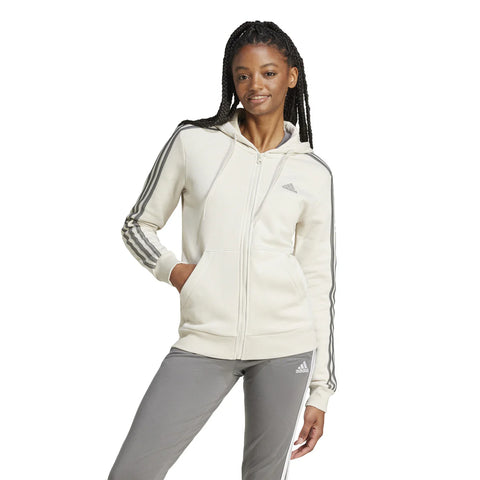 Adidas Women's Off White Fleece Hooded Jacket | Adidas In Lebanon