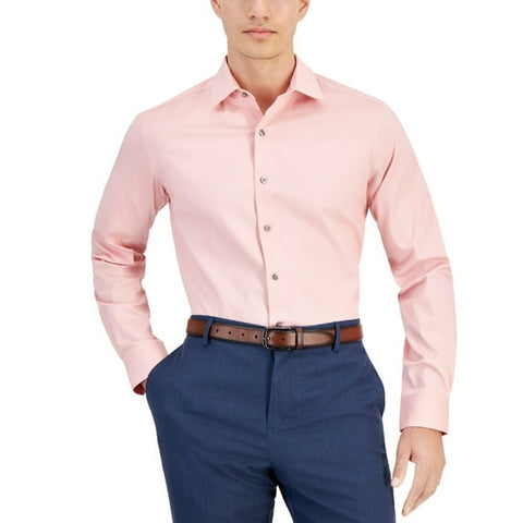 Alfani Men's Pink Alfatech Solid Regular Fit Performance Dress Shirt |Alfani In Lebanon