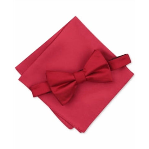 Alfani Men's Red  Solid Texture Pocket Square Bow Tie  | Alfani In Lebanon