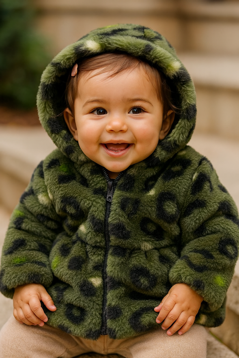 Boboli Baby Girl's Dark Green Leopard Jacket | Boboli in Lebanon